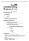 ACT1006 Summarised Study Notes    2022 STUDY GUIDE