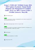 Exam 3&colon; NURS 663&sol; NURS663 &lpar;Latest 2024&sol; 2025 Update&rpar; Psychiatric Mental Health Diagnosis and Management II Complete Guide &vert; Qs & As&vert; 100&percnt; Correct&vert; Grade A &lpar;Verified Answers&rpar;- Maryville