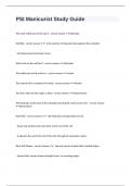 PSI Manicurist Study Guide questions with 100&percnt; correct answers graded A&plus;