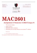 MAC2601 Assignment 2Semester 2 2022