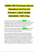 CHEM 1005 Final Exam Review &vert; Questions and Correct Answers &vert; Latest Update 2024&sol;2025 &vert; 100&percnt; Pass