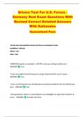 Drivers Test For U&period;S&period; Forces -  Germany Real Exam Questions With  Revised Correct Detailed Answers  With Rationales    Guaranteed Pass 