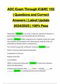 ADC Exam Through IC&RC 102 &vert; Questions and Correct Answers &vert; Latest Update 2024&sol;2025 &vert; 100&percnt; Pass