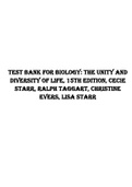 Test Bank for Biology: The Unity and Diversity of Life, 15th Edition, Cecie Starr, Ralph Taggart, Christine Evers, Lisa Starr