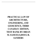 PRACTICAL LAW OF ARCHITECTURE, ENGINEERING, AND GEOSCIENCE, THIRD CANADIAN EDITION, TEST BANK BY BRIAN M. SAMUELS,DOUG R. SANDERS