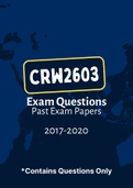 CRW2603 - Exam Questions PACK (2017-2020)