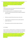 2022&sol;2023 UPDATE NURSING NR292 Leadership Roles and Management Functions in Nursing 10th Edition Marquis Huston Test Bank-CORRECT ANSWERS EXPLAINED