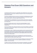 Diabetes Final Exam 2022 Questions and Answers
