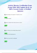 Activity Director Certification Exam &lpar;Latest 2024&sol; 2025 Update&rpar; Qs & As&vert; 100&percnt; Correct&vert; Grade A &lpar;Verified Answers&rpar;