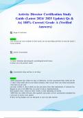 Activity Director Certification Study Guide &lpar;Latest 2024&sol; 2025 Update&rpar; Qs & As&vert; 100&percnt; Correct&vert; Grade A &lpar;Verified Answers&rpar;