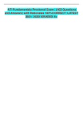 ATI Fundamentals Proctored Exam &vert; &lpar;402 Questions and Answers&rpar; with Rationales 100&percnt;CORRECT&vert; LATEST 2021&sol; 2022l GRADED A&plus;