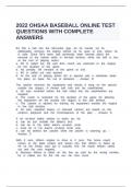 2022 OHSAA BASEBALL ONLINE TEST QUESTIONS WITH COMPLETE ANSWERS&period;
