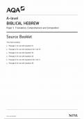 AQA A LEVEL BIBLICAL HEBREW PAPER 1 INSERT 2024 &lpar;7677&sol;1&colon; Translation&comma; Comprehension and Composition&rpar;