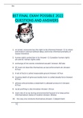 BST FINAL EXAM POSSIBLE 2022  QUESTIONS AND ANSWERS         105 Questions