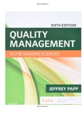 Quality Management in the Imaging Sciences 6th Edition Papp Test Bank |Chapter  1-13  | ISBN-13: 9780323512374|COMPLETE TEST BANK | Guide A+. 