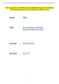 CSA: ServiceNow Certified System Administrator Exam (Certification) V12.75 Questions and Answers Guaranteed 100% Correct  Latest 2022/2023