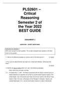 PLS2601 – Critical Reasoning Semester 2 of the Year 2022 BEST GUIDE 