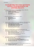 NCLEX-RN PRACTICE TEST QUESTIONS &lpar;ACTUAL&rpar; EXAM QUESTIONS AND ANSWERS &lpar;FILE 8173&rpar;