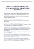 2024 GOVERNMENT FINAL EXAM REVIEW QUESTIONS AND VERIFIED ANSWERS&period;