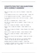 CONSTITUTION TEST 2024 QUESTIONS WITH CORRECT ANSWERS&period;