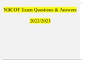 NBCOT STUDY BUNDLE PACK SOLUTION (Questions and Answers )(2022/2023) (Verified Answers)