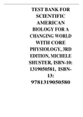 TEST BANK FOR SCIENTIFIC AMERICAN BIOLOGY FOR A CHANGING WORLD WITH CORE PHYSIOLOGY, 3RD EDITION, MICHELE SHUSTER