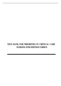 TEST BANK FOR PRIORITIES IN CRITICAL CARE NURSING 8TH EDITION URDEN
