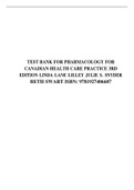 TEST BANK FOR PHARMACOLOGY FOR CANADIAN HEALTH CARE PRACTICE 3RD EDITION LINDA LANE LILLEY JULIE 