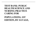 TEST BANK: PUBLIC HEALTH SCIENCE AND NURSING PRACTICE CARING FOR POPULATIONS, 1ST EDITION, BY SAVAGE