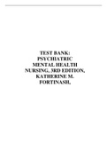 TEST BANK: PSYCHIATRIC MENTAL HEALTH NURSING, 3RD EDITION, KATHERINE M. FORTINASH