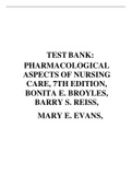 TEST BANK: PHARMACOLOGICAL ASPECTS OF NURSING CARE, 7TH EDITION, BONITA E. BROYLES, BARRY S. REISS, MARY E. EVANS