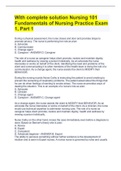 With complete solution Nursing 101 Fundamentals of Nursing Practice Exam 1&comma; Part 1 