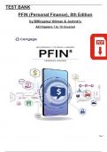 Test Bank For PFIN &lpar;Personal Finance&rpar;&comma; 8th Edition by Billingsley&comma; Gitman & Joehnk's&comma; All Chapters 1 to 15 Covered&comma; Verified Latest Edition&comma; ISBN&colon; 9780357988046