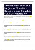 Timeshare Nv de la 31 a 50 Quiz 4- Timeshare Questions and Complete Solutions Graded A&plus;
