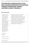 CEN PEDIATRIC QUESTIONS 2024 ACTUAL EXAM COMPLETE QUESTIONS WITH DETAILED VERIFIED ANSWERS &lpar;100&percnt; CORRECT ANSWERS&rpar; &sol;ALREADY GRADED A&plus;
