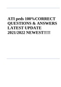 ATI peds 100% CORRECT QUESTIONS & ANSWERS LATEST UPDATE 2021/2022