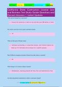 California State Contractors License Law  and Business Test Study Guide Questions and  Correct Answers &vert; Latest Update