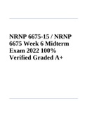NRNP 6675-15 / NRNP 6675 Week 6 Midterm Exam 2023 100% Verified Graded A+