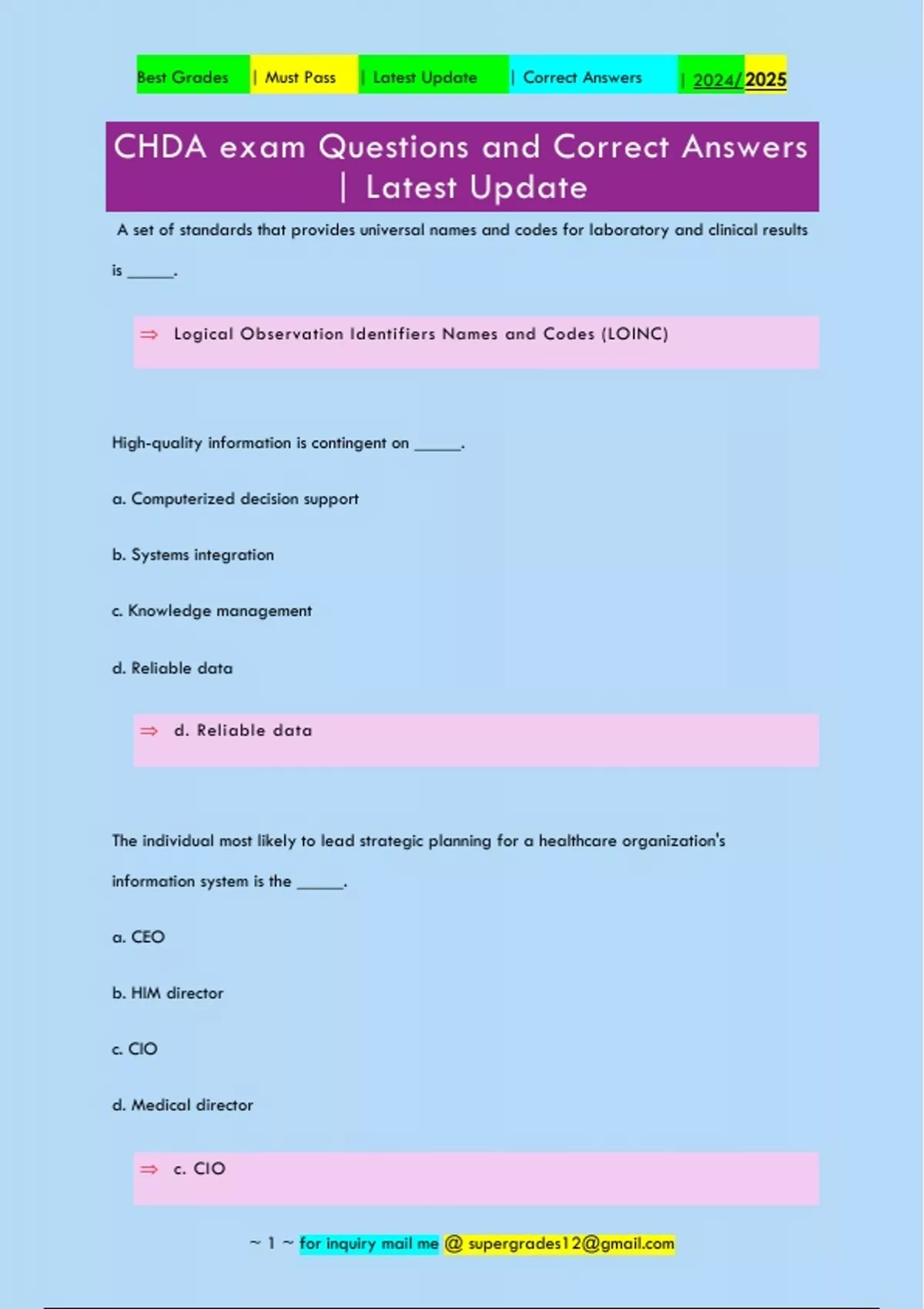 CHDA exam Questions and Correct Answers | Latest Update - CHDA - Stuvia US