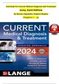 TEST BANK FOR CURRENT MEDICAL DIAGNOSIS AND TREATMENT 2023&sol;2024 62ND EDITION BY BY MAXINE PAPADAKIS