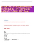 ESSENTIALS OF UNDERSTANDING PSYCHOLOGY 10TH EDITION BY ROBERT FELDMAN TEST BANK