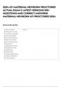 2024 ATI MATERNAL NEWBORN PROCTORED ACTUAL EXAM 2 LATEST VERSIONS 100&plus; QUESTIONS AND CORRECT ANSWERS&vert; MATERNAL NEWBORN ATI PROCTORED 2024