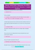 Dental ANATOMY Questions for EFDA Questions and Correct Answers &vert; Latest  Update