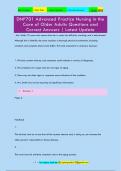 DNP701 Advanced Practice Nursing in the  Care of Older Adults Questions and  Correct Answers &vert; Latest Update
