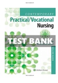 Test Bank for Contemporary Practical/Vocational Nursing 9th Edition Kurzen ISBN-13: 9781975136215 |COMPLETE TEST BANK | Guide A+.