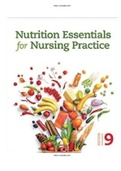 Test Bank for Nutrition Essentials for Nursing Practice 9th Edition by Dudek Test Bank ALL Chapters Included ( 1 - 24)  ISBN-13: 9781975161125  |COMPLETE TEST BANK |Guide A+. 