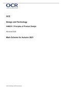 GCEDesign and TechnologyH406&sol;01&colon;  Principles of Product DesignAdvanced GCE Mark Scheme for Autumn 2022