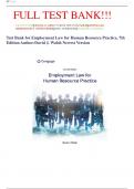 Test Bank for Employment Law for Human Resource Practice&comma; 7th Edition Author&colon;David J&period; Walsh Newest Version