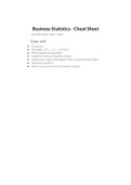 Business Statistics Cheat Sheet Exam