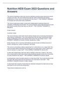 Nutrition HESI Exam 2022 Questions and Answers